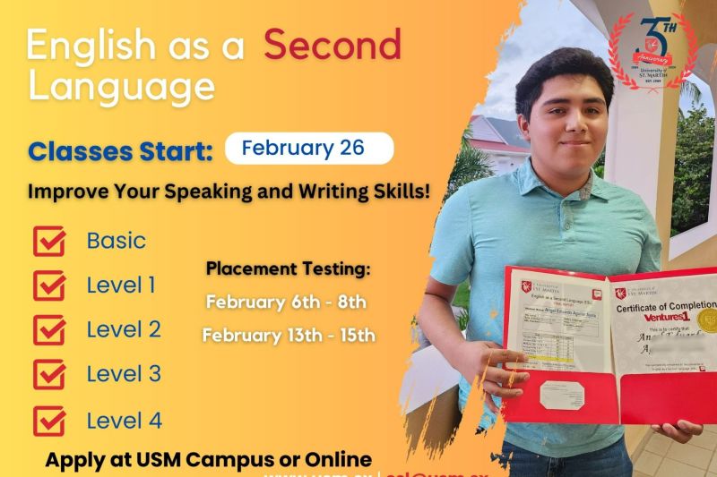 Apply Today! English as a Second Language - Start Feb 26th