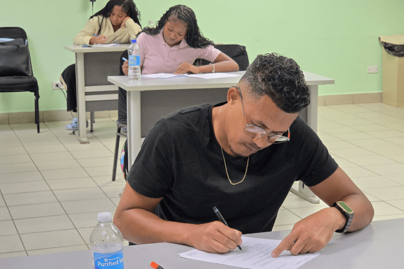 Students working